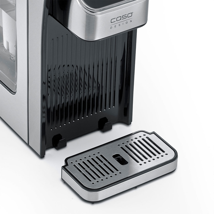 Kaffeemaschine mit herausnehmbarer Tropfschale, Edelstahl und Schwarz