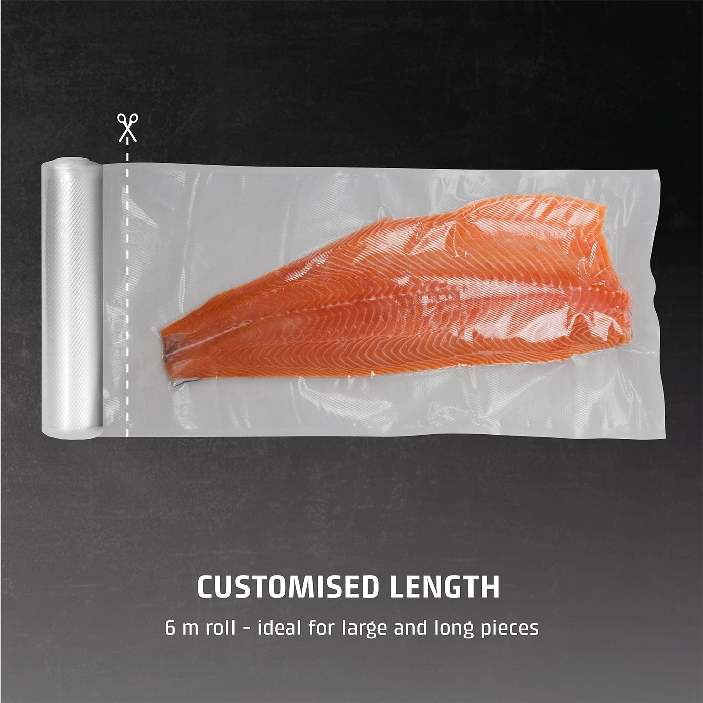 Salmon in foil, individual length, 6 m roll, ideal for large pieces