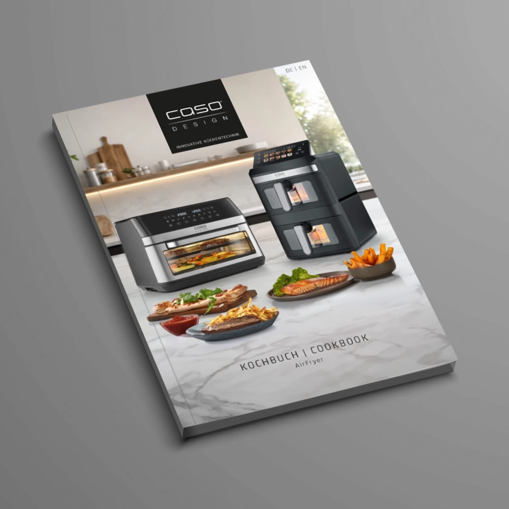 The cover of a CASO DESIGN Airfryer cookbook.