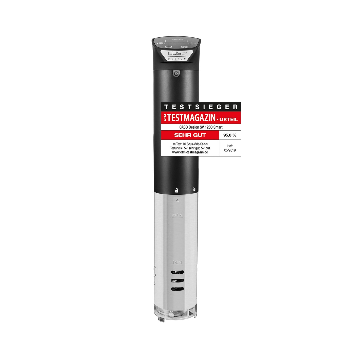 Caso Design SV 1200 Smart, Testmagazin Urteil, sehr gut, 95,0%, Heft 05/2019, Sous-Vide-Sticks