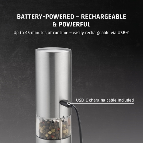 Electric pepper grinder with USB-C charging cable