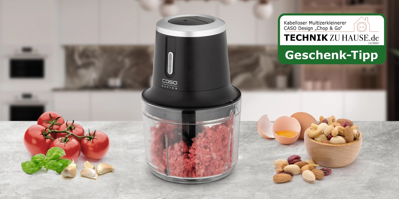 Food processor with ingredients and gift tip label