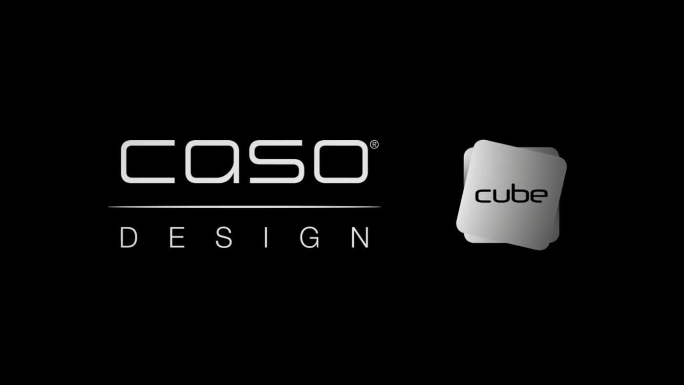 CASO Design logo with cube symbol on a black background.