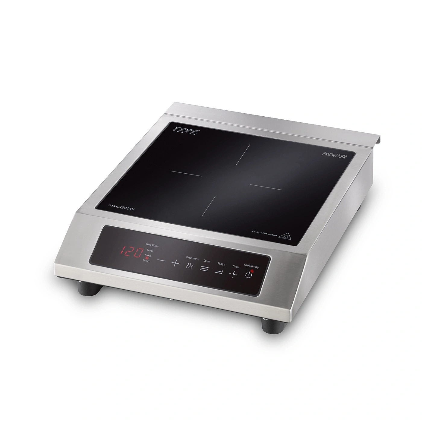 Caso ProChef 3500 induction cooktop, stainless steel, 3500W, digital display, timer, keep warm function