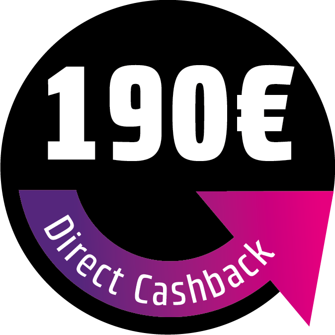 Save 190 € Direct Cashback! The discount will be deducted directly in the shopping cart.